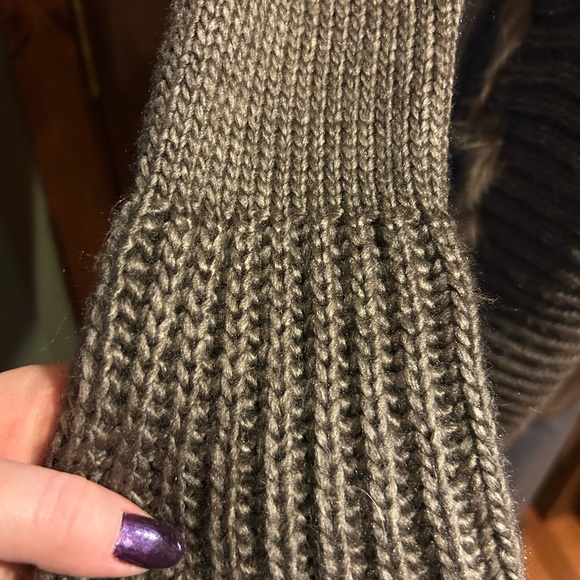 Lapis fur trim long sleeve front tie sweater - Picture 8 of 10